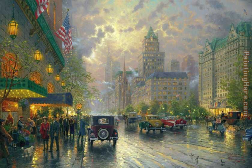 New York 5th Avenue painting - Thomas Kinkade New York 5th Avenue art painting